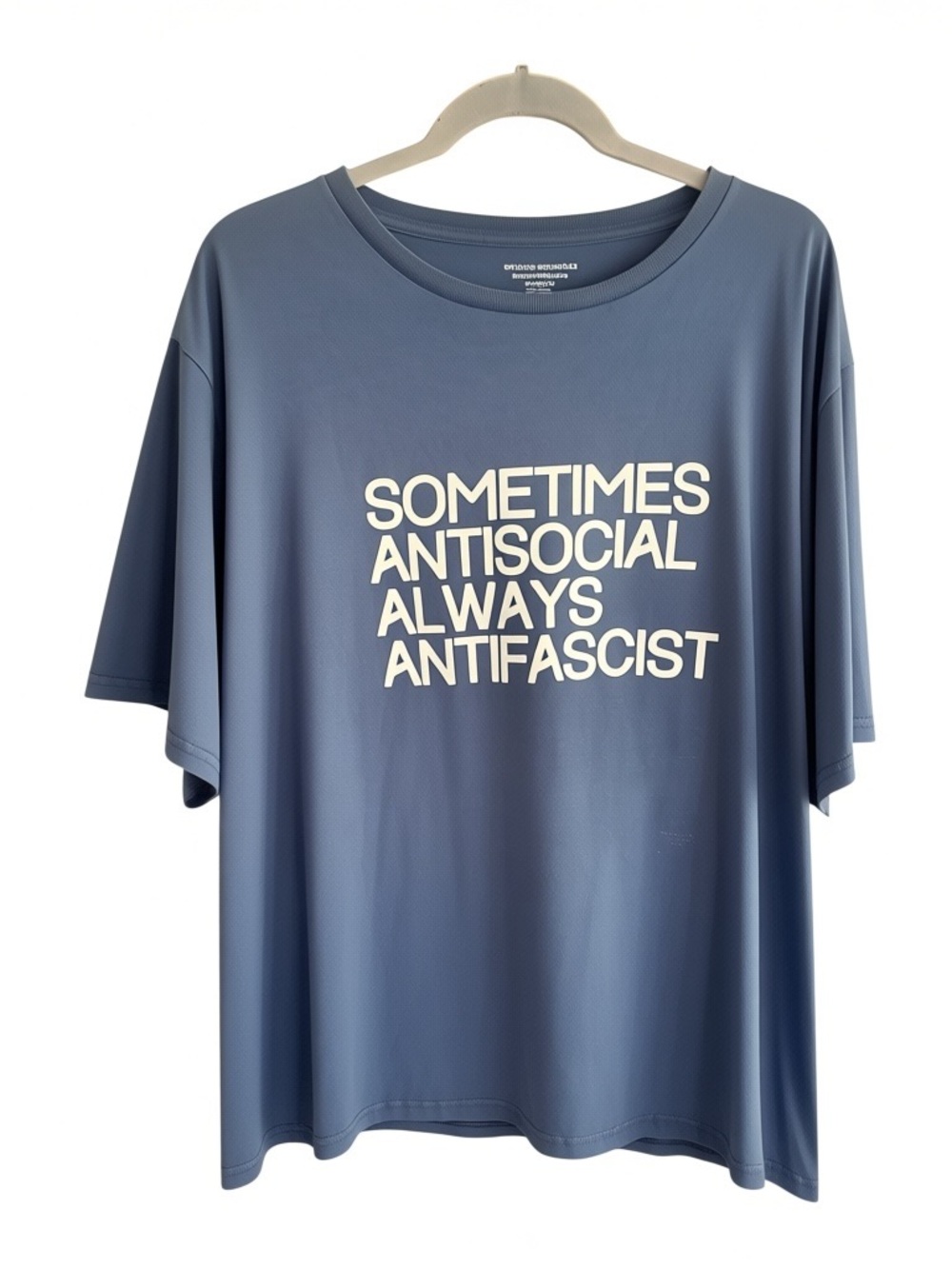 Amazon Essentials Blue Graphic Men's Short Sleeve Tee - White Slogan